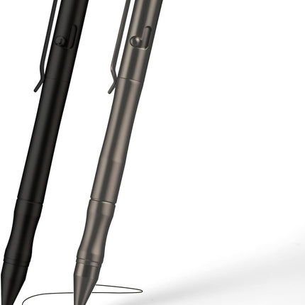 Origin-Joy Brass Bolt Action Pen Set, Heavy Duty EDC Copper Metal Tactile Turn Pen With Gel Ink Refills (Black & Gunmetal Gray)
