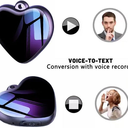 Heart Pendant Voice Recorder – 35h Hd Noise Reduction Dictation Device with 2100min Storage, One-Touch Mini Hidden Recording, Noise Reduction, Lanyard Hole, for Lectures Meetings Interviews (4GB)
