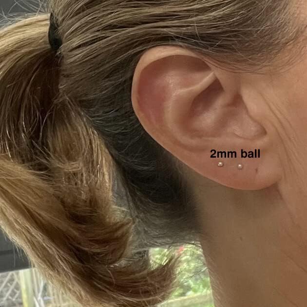Tiny Ball Stud Earrings for Women,Dainty 2mm 3mm 4mm Ball Studs for Cartilage Helix Second Lobe Piercing - photo 4