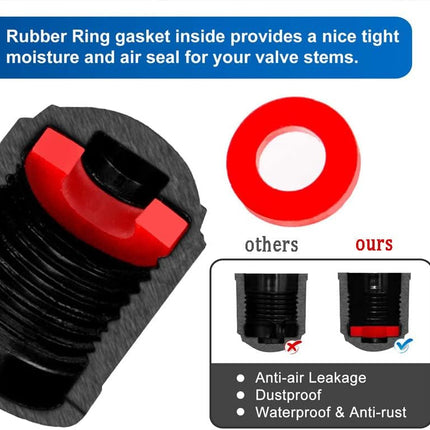 Tire Valve Stem Caps The Upgraded Version has a Sealing Ring for Car, Motorbike, Trucks, Bike, Bicycle （Black） (24)