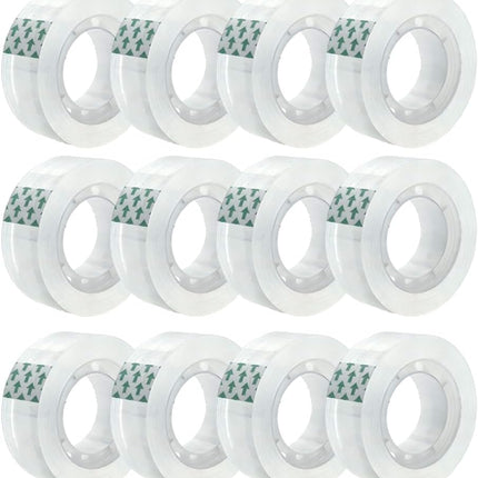 12 Rolls Transparent Tape Refills Rolls, Clear Tape, 1 in Core, 3/4 x 1000 in, Gift Packaging Tape Refill Roll for Office, Home, School