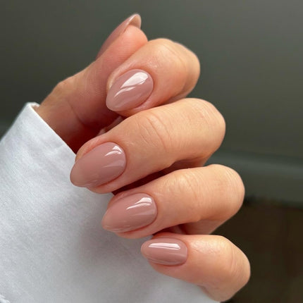 Extra Short Almond Press On Nails, Blush Veil Nude Pink, Soft Gel