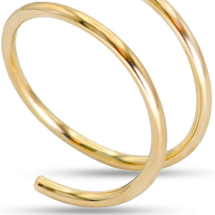 LUCKYJEWUS Double Nose Ring Hoop for Single Piercing, 14k Gold Filled or Sterling Silver Spiral Twist Nose Hoop for Women Men