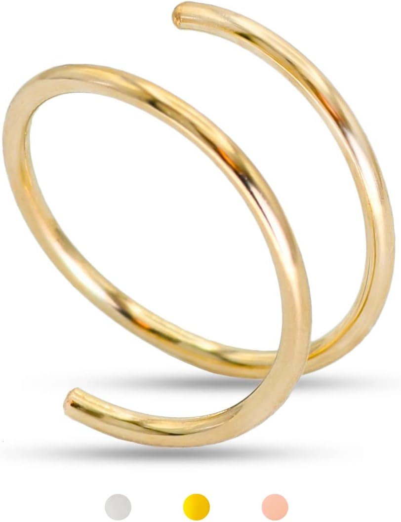 14k Gold Filled 20G Double Hoop Nose Ring, 8mm Spiral