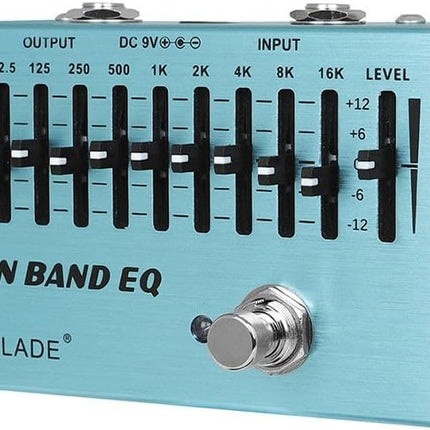 10-Band Graphic Equalizer Guitar Effect Pedal, Blue