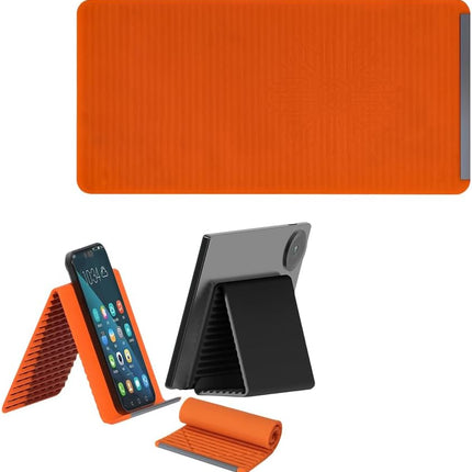 Silicone Phone Stand with Aluminum, Flexible Foldable Phone Holder, Bendable Adjustable Anti-Slip Desktop Stand for Phone Tablet Laptop, Portable Rollable Multi-Angle Stand for Home (Orange)