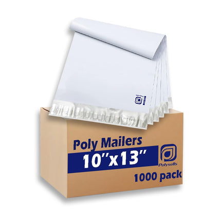 100 pcs 10x13 Inches White x Silver Poly Mailers Shipping Envelopes, Strong Adhesive Sealing, Waterproof, and Tear-resistant Postal Mailing Bags for Clothing, Books, and Accessories