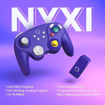 NYXI Warrior Switch Controller for Switch/Switch 2/NGC/Wii/PC, Wireless Switch Pro Controller with Hall Effect Joysticks/Trigger, Mechanical Switch A/B/X/Y, HD Rumble, 6-Axis Gyro,Programmable