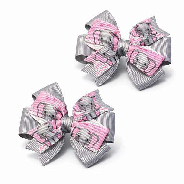Elephant Toddler Hair Bow Set