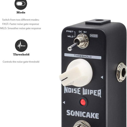 SONICAKE Noise Gate Effects Pedal Guitar Pedal Suppressor Noise Wiper Guitar Effects Pedal 2 Modes True Bypass