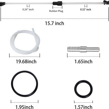Thorstone Manual/Pneumatic Fluid Extractor Pump or Oil Changer Vacuum Accessory Kit | 2 x 22cm Suction Tubes | 1 x 50cm Rubber Hose | 4 x O Rings | 2 x Connectors