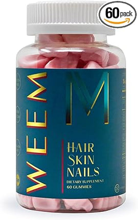 WEEM Vegan Biotin Hair Skin Nails Gummies 60 count supplement bottle
