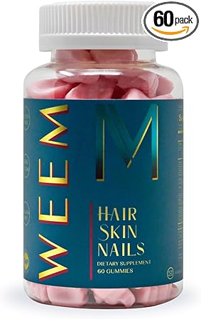 WEEM Vegan Biotin Hair Skin Nails Gummies 60 count supplement bottle