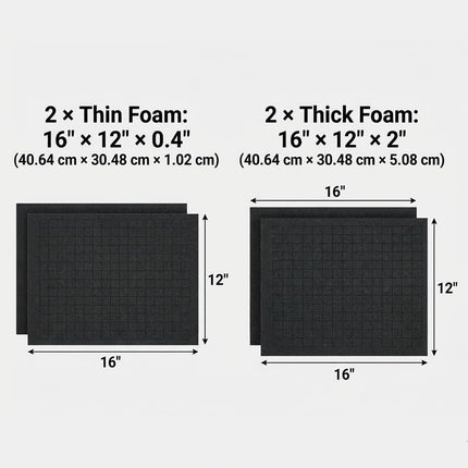 4 Pack Gun Case Foam Inserts, Pick And Pluck Foam Sheets 16x12x2 & 16x12x0.4 Inches, Closed Cell Polyurethane Padding for Gun Case Toolbox Storage And Organizers