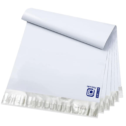 100 pcs 10x13 Inches White x Silver Poly Mailers Shipping Envelopes, Strong Adhesive Sealing, Waterproof, and Tear-resistant Postal Mailing Bags for Clothing, Books, and Accessories