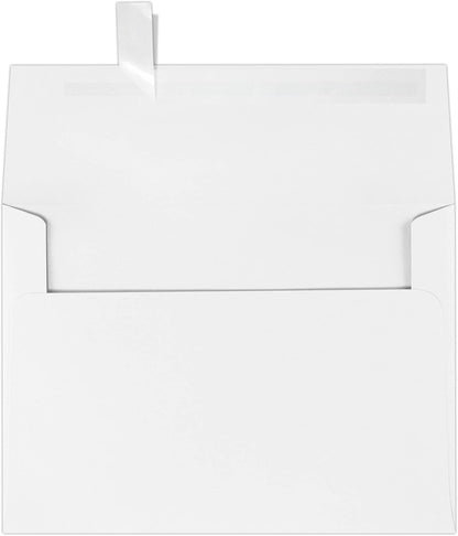 A7 Bright White Peel & Press Invitation Envelopes, 5 1/4 x 7 1/4 in, 32 lb, 50 Count