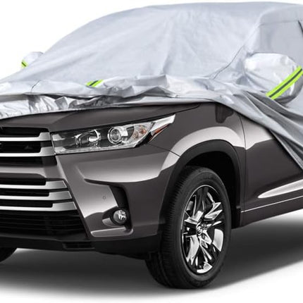 Koukou SUV Car Cover Custom Fit Toyota Highlander from 2007 to 2025,Waterproof Car Cover All Weather for Automobiles Outdoor Indoor with Zipper Door, Sun Rain Dust Snow Protection.