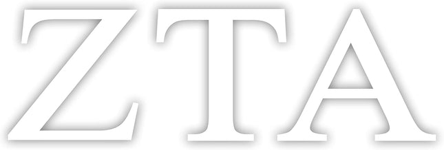 Zeta Tau Alpha Greek Sorority Sticker Decal, 2.5 Inches Tall, White
