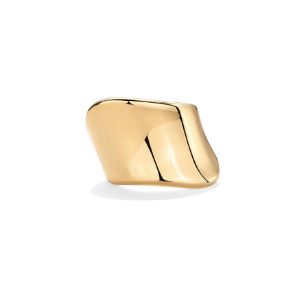 Anillo de Declaración Grueso Bañado en Oro de 14K para Mujer | Anillos Apilables Anchos de Acero Inoxidable