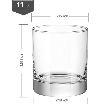 Whiskey Glasses,11 OZ Short Glass Tumbler,Lowball Glasses Set of 6