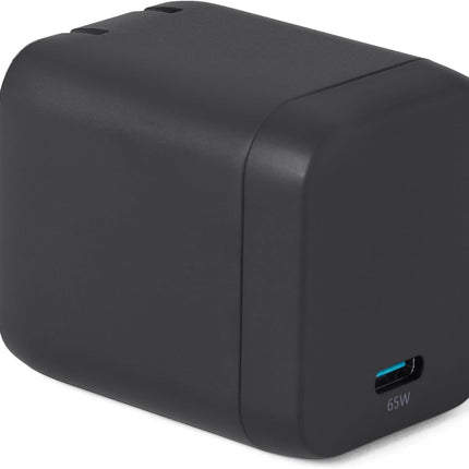 Amazon Basics 65W Fast Charging USB-C GaN Wall Charger, 1-Port PD 3.1, Compact with Foldable Plug for Laptops, Tablets, Phones, Black