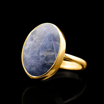 Natural Labradorite Crystal Ring 24K Gold Vermeil 925 Sterling Silver Oval Solitaire Gemstone Dainty Leo Spiritual Perseverance Statement Ring Handmade Turkish Fine Jewelry