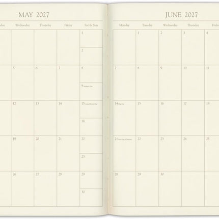 Gallery Leather Desk Weekly Monthly Planner 2027, Elegantly Bound Calendar Planner and Notebook with Stylish Gold-Gilded Page Edges, 12 Months - Caribbean Aqua - 8x5.5"