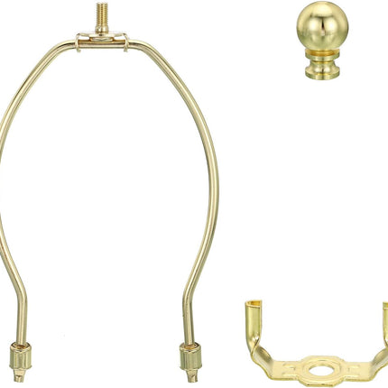 PATIKIL 7 Inch Lamp Harp Kit with Finial, 1 Set Detachable Shade Bracket Holder, DIY Lighting Accessories for Table Floor Lamps, Gold Tone