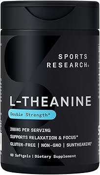 Sports Research L-Theanine 200mg capsules for focus and relaxation support