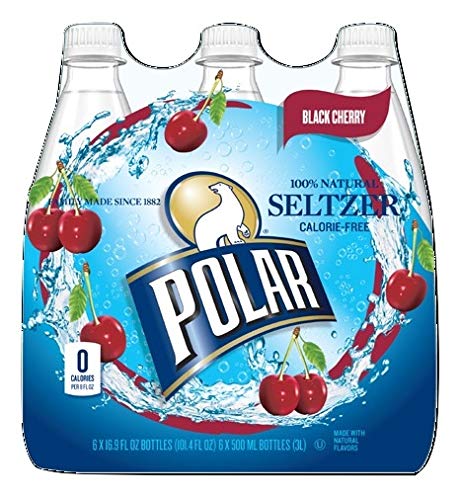 100% Natural Calorie-Free Seltzer Water, 500ml (16.9oz) Bottles (Black Cherry, Pack of 12)