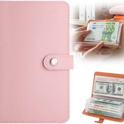100 Envelope Savings Challenge Book,A6 Budget Binder with Envelopes, Savings Challenges Book Organizer Folder,Easy and Fun Way to Save $5,050, $10000 (Pink)