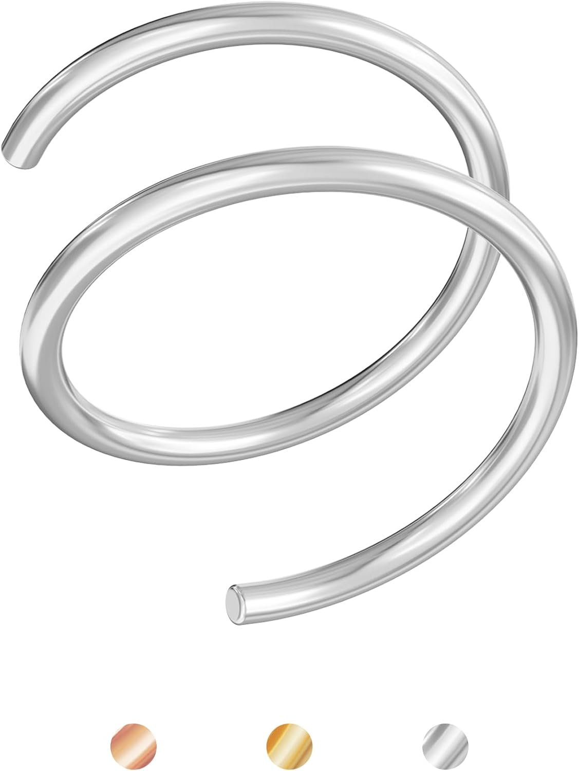 Double Hoop Nose Ring for Single Piercing,14K Gold Filled/Sterling Silver/Rose Gold Nose Ring for Women,20g / 22g Spiral Twist Nose Ring,6mm/7mm/8mm