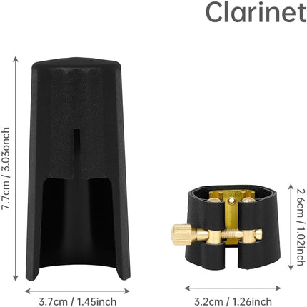 Bb Clarinet Leather Ligature Fastener and Plastic Cap for Clarinet Mouthpiece, Ligature Fastener Mouthpiece Cover with Plastic Cap