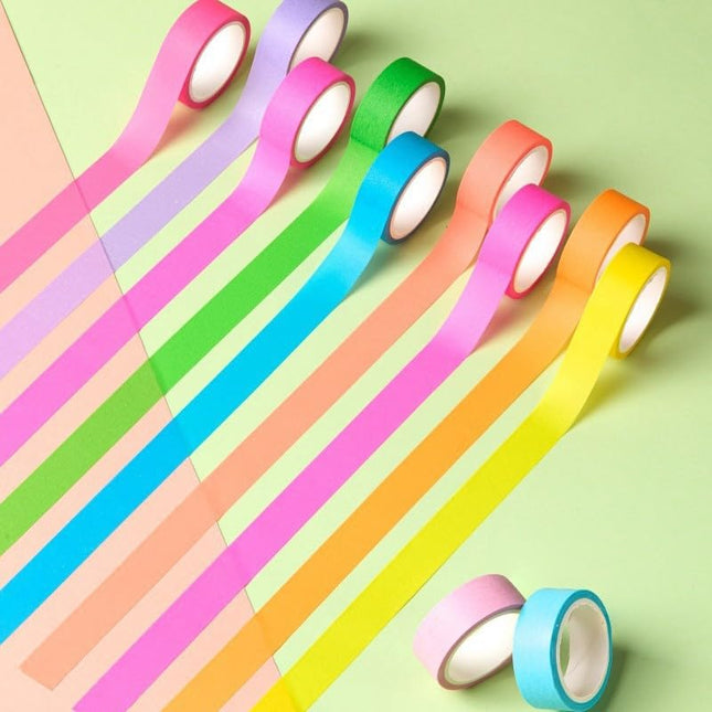 Washi Tape Set, Rainbow Colorful Masking Tape, Decorative Scrapbook Tape, 15mm Wide, 10 Rolls (Brilliant) - photo 2