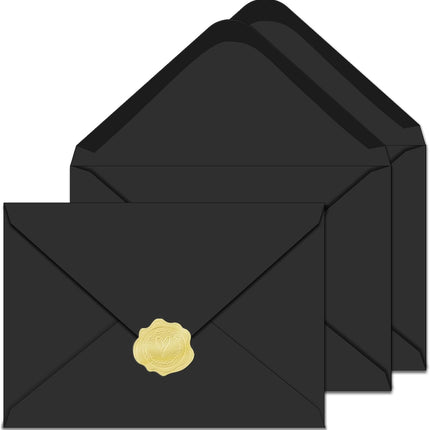 A7 Envelopes 30 Pack 5x7 V-Flap Thick Invitation Envelopes for 5x7 Photos,Cards, Birthday, Weddings, Graduations, Announcements, Baby Shower 5.28 "x 7.13" (Black, A7)