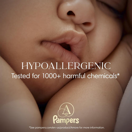 Pampers Amore, Size 4 (15-34 lbs), 108 Count, Our Best Diaper – Hypoallergenic & Fragrance Free, Up to 100% Leakproof, Soft as Cashmere
