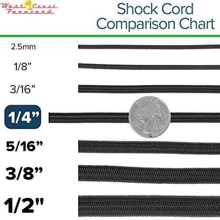 West Coast Paracord Bungee Elastic Nylon Shock Cord (1/8 Inch x 10 Feet, Coyote Brown)