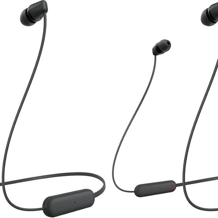 Sony WI-C100 Wireless in-Ear Bluetooth Headphones with Built-in Microphone,Black,(Pack of 2)
