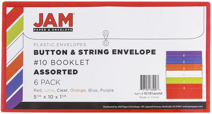 Plastic Filing Envelopes with Button & String Tie Closure - #10 Business Booklet - 5 1/4 x 10 - Assorted - photo 2