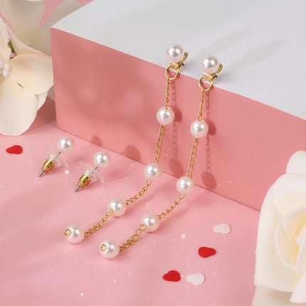 Pearl Earrings for Women, Gold Pearl Drop Earrings for Grils Boho Silver Dangle Earring as Wedding Gifts, Statement Bride Bow Earring Dainty Bow Jewelry, White Ball Prom Easter Accessories