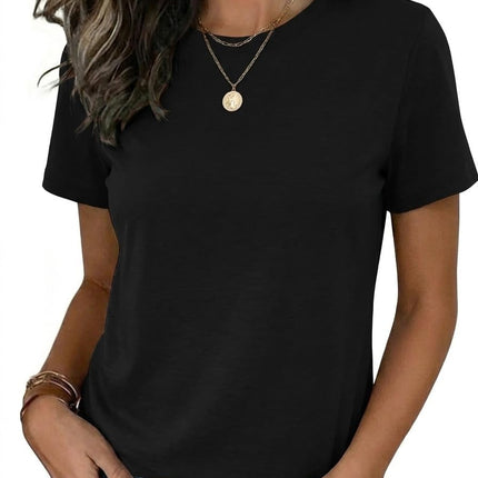 Womens Tshirt Short Sleeve Summer Tops Crewneck Casual Basic Tee Shirts Spring Clothes Trendy Outfit