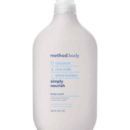 Method Body Wash, Simply Nourish, Paraben and Phthalate Free, 28 oz (Pack of 1)