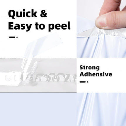 100 pcs 10x13 Inches White x Silver Poly Mailers Shipping Envelopes, Strong Adhesive Sealing, Waterproof, and Tear-resistant Postal Mailing Bags for Clothing, Books, and Accessories