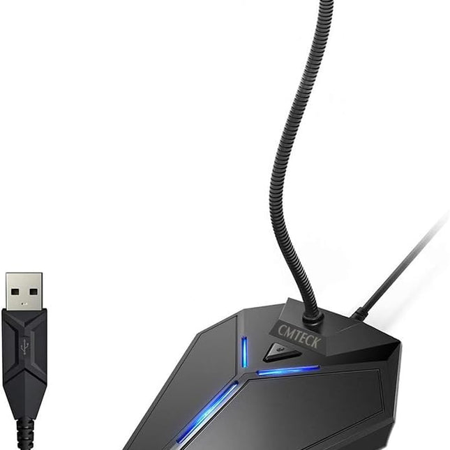 USB Computer Microphone, Plug &Play Desktop Omnidirectional Condenser PC Laptop Mic, Mute Button with LED Indicator