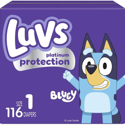 Luvs Diapers - Size 1, 116 Count, Bluey Platinum Protection Baby Diaper