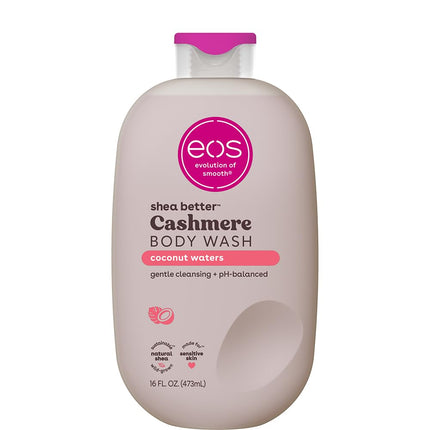 Cashmere Body Wash – Coconut Waters, Moisturizing Body Wash, Creamy Gel Formula, with Shea Butter, Glycerin, Vitamin E, pH Balanced, Sensitive Skin, Vegan, 16 fl oz