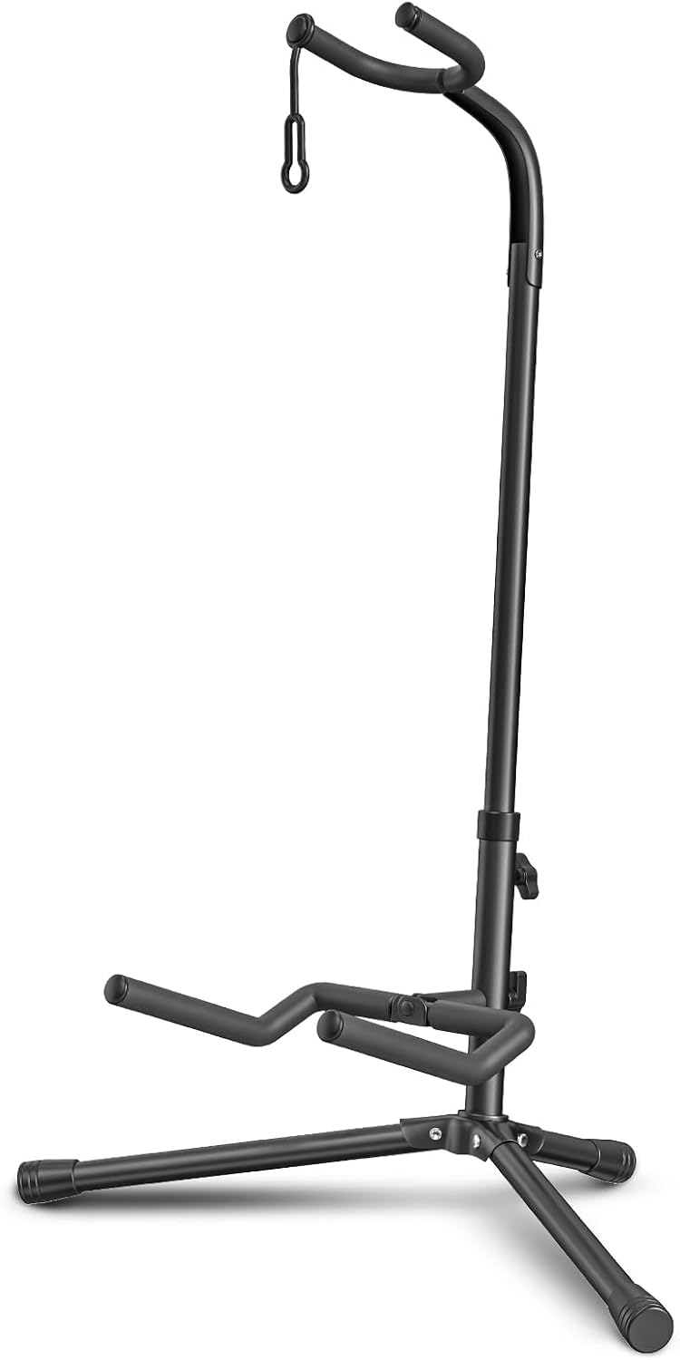 Adjustable Folding Guitar Stand for Electric, Classical Guitars and Bass, Black