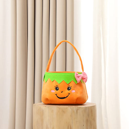Halloween Trick or Basket, Pumpkin, Pink Bow