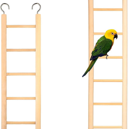 2 Pack Bird Ladder, Wooden Bird Cage Ladder Birds Cage Accessories for Parakeets, Parrots, Cockatoo & Lovebirds (6 Step & 8 Step)