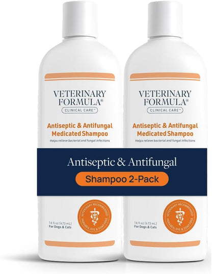 Antiseptic and Antifungal Medicated Shampoo for Dogs & Cats, 16 Fl Oz – Helps Alleviate Scaly, Greasy, red Skin 